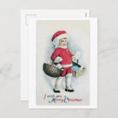 サンタファッションドガールのクリスマス シーズンポストカード (正面/裏面)