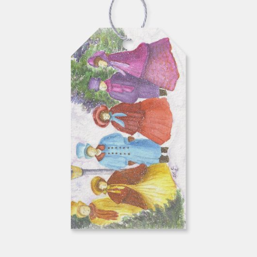 サンタファッションドクロースの古いクリスマスキャロラー ギフトタグ (裏面)