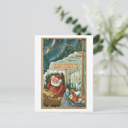 サンタファッションドズの家の古いクリスマス シーズンポストカード (スタンド正面)