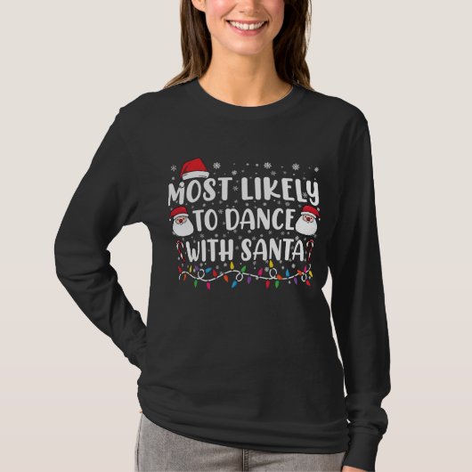 サンタファミリーのクリスマスで踊りそうだ Tシャツ (正面)