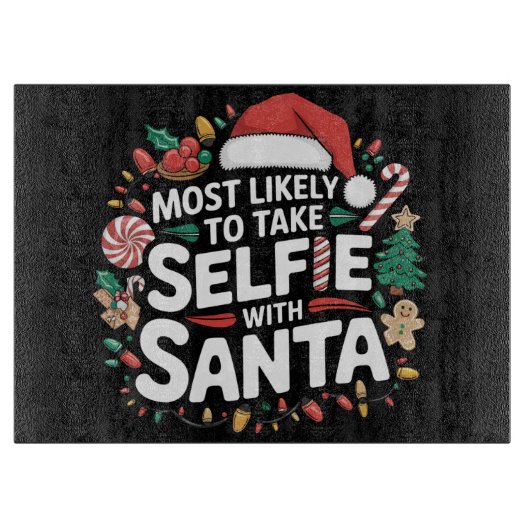 サンタファミリーのクリスマスと自撮りする可能性が高い カッティングボード (正面)