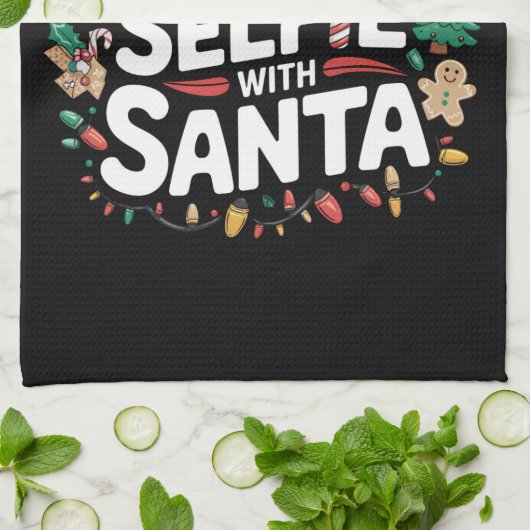 サンタファミリーのクリスマスと自撮りする可能性が高い キッチンタオル (折り畳み)