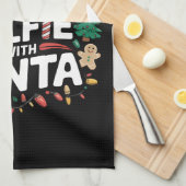 サンタファミリーのクリスマスと自撮りする可能性が高い キッチンタオル (四つ折り)