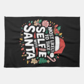 サンタファミリーのクリスマスと自撮りする可能性が高い キッチンタオル (横)