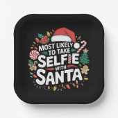 サンタファミリーのクリスマスと自撮りする可能性が高い ペーパープレート (正面)