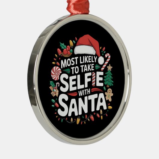 サンタファミリーのクリスマスと自撮りする可能性が高い メタルオーナメント (右)