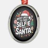 サンタファミリーのクリスマスと自撮りする可能性が高い メタルオーナメント (左)