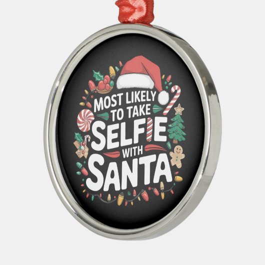 サンタファミリーのクリスマスと自撮りする可能性が高い メタルオーナメント (左)