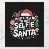 サンタファミリーのクリスマスと自撮りする可能性が高い ワインラベル (シングルラベル)