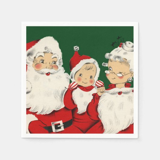サンタファミリークリスマス スタンダードカクテルナプキン (正面)