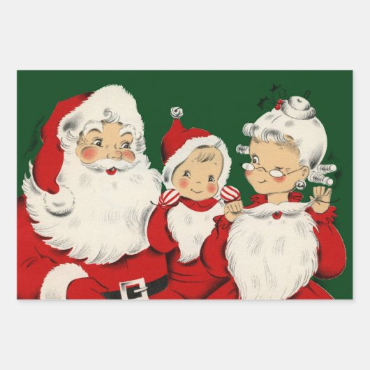 サンタファミリークリスマス ラッピングペーパーシート (正面)