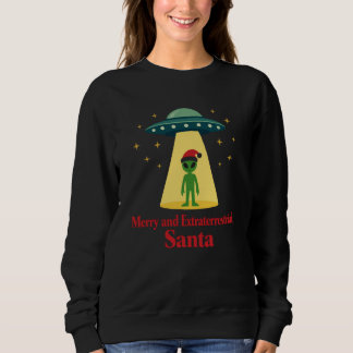 サンタファンのためのヴィンテージSFエイリアンクリスマスUFO スウェットシャツ