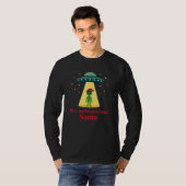 サンタファンのためのヴィンテージSFエイリアンクリスマスUFO Tシャツ (正面フル)