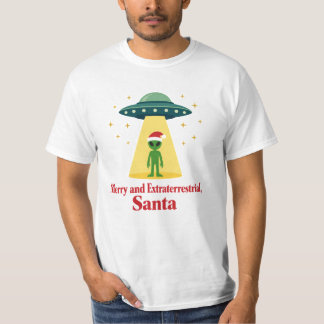 サンタファン必見!ヴィンテージSFエイリアンクリスマスUFO Tシャツ