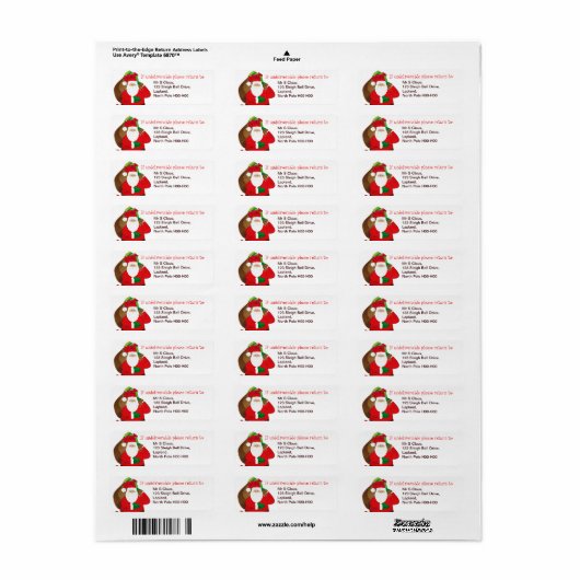 サンタファーザークリスマスプレゼント差出人住所ラベル ラベル (フルシート)