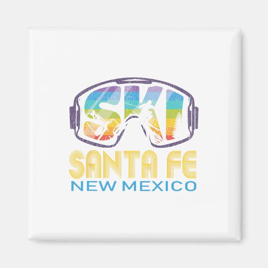 サンタフェでのスキー ニューメキシコ スキー旅行 マグネット (正面)