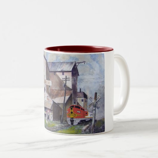サンタフェの列車のターミナルマグ ツートーンマグカップ (正面右)