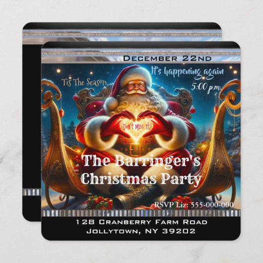 サンタフェスティバルウィンタークリスマスパーティー 招待状 (正面/裏面)