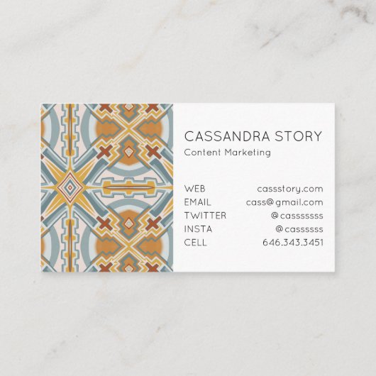 サンタフェタイル自然ボホモダンパターン 名刺 (裏面)