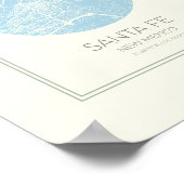 サンタフェニューメキシコミニマリストパステルブルーマップアート ポスター (角)