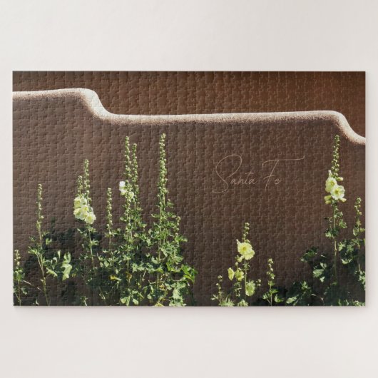 サンタフェニューメキシコAdobe & Hollyhocks風光明媚 ジグソーパズル (横)