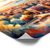 サンタフェニューメキシコUSA旅行の場所の水色 ポスター (角)