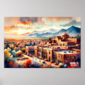 サンタフェニューメキシコUSA旅行の場所の水色 ポスター (正面)