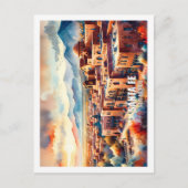 サンタフェニューメキシコUSA有名なプレイスウォーターカラー ポストカード (正面)