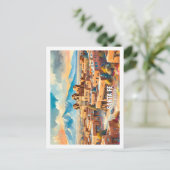 サンタフェニューメキシコUSA有名なプレイスウォーターカラー ポストカード (スタンド正面)