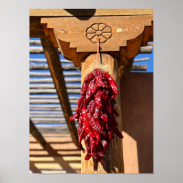 サンタフェレッドチリRistraコーバルニューメキシコ ポスター