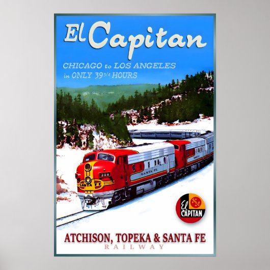 サンタフェ鉄道 EL CAPITAN機関車 新品 ポスター (正面)