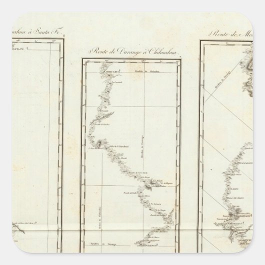 サンタフェ・ニューメキシコへのメキシコシティの地図 スクエアシール (正面)