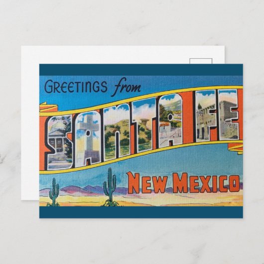 サンタフェ，ニューメキシコヴィンテージアートハガキ ポストカード (正面/裏面)