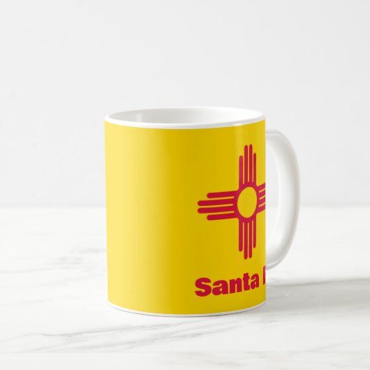 サンタフェ・ニューメキシコ州旗ツィア・サン コーヒーマグカップ (正面右)