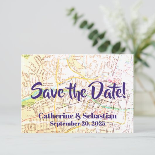 サンタフェ、ニューメキシコ州 ヴィンテージ地図 セーブザデート (スタンド正面)