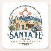 サンタフェ ニューメキシコ 土壁建築 サウスウェスト スクエアペーパーコースター (正面)