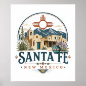 サンタフェ ニューメキシコ 土壁建築 サウスウェスト ポスター (正面)