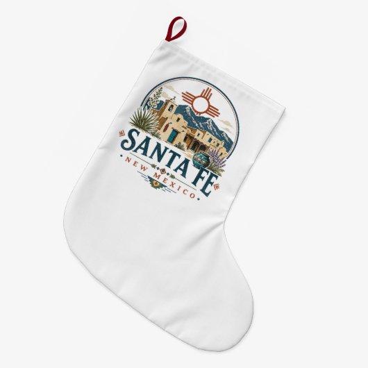 サンタフェ ニューメキシコ 土壁建築 サウスウェスト ラージクリスマスストッキング (正面 (吊り時))