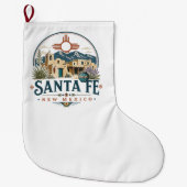 サンタフェ ニューメキシコ 土壁建築 サウスウェスト ラージクリスマスストッキング (正面)