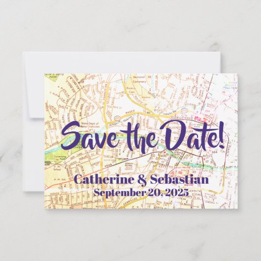 サンタフェ、NM ヴィンテージ マップ セーブザデート (正面)