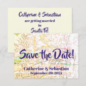 サンタフェ、NM ヴィンテージ マップ セーブザデート (正面/裏面)