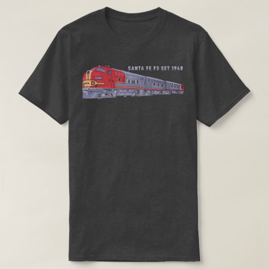 サンタフェF3セット1948人車機関車レール Tシャツ (デザイン正面)