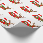 サンタフクロウおよびルドルフ ラッピングペーパー (角)