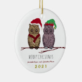 サンタフクロウと小妖精や小人フクロウのクリスマスオーナメント セラミックオーナメント (右)