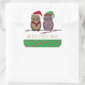 サンタフクロウと小妖精や小人フクロウスクエアステッカー スクエアシール (バッグ)