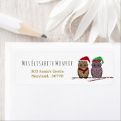 サンタフクロウと小妖精や小人フクロウ ラベル (インサイチュ)