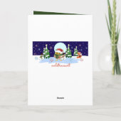 サンタフクロウと彼の雪だるま友達のカスタム文字 シーズンカード (裏面)