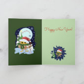 サンタフクロウと彼の雪だるま友達のカスタム文字 シーズンカード (内部)