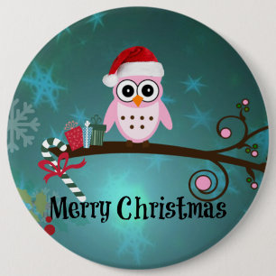 サンタフクロウのクリスマスの挨拶 缶バッジ