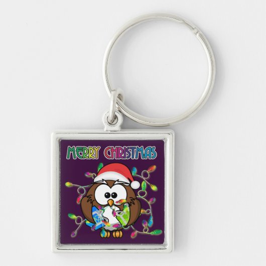 サンタフクロウ&クリスマスライト キーホルダー (正面)